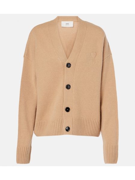 Cashmere ull strikkegenser Ami Paris beige