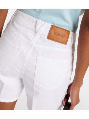 Shorts di jeans Versace bianco