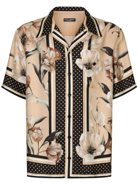 Копринена риза на цветя с принт Dolce & Gabbana
