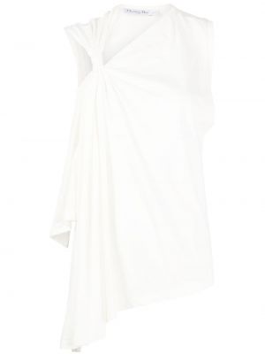 Top asymetryczny drapowany Christian Dior biały