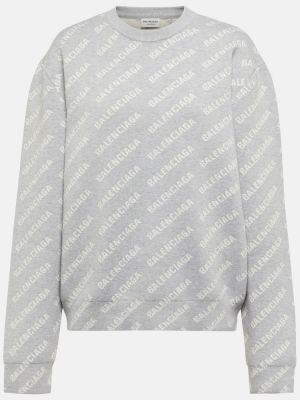 Памучен пуловер Balenciaga сиво