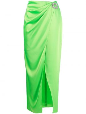 Křišťálové drapované midi sukně s přezkou David Koma zelené
