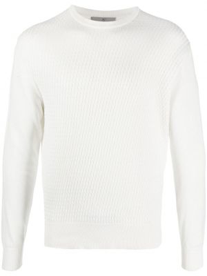 Памучен пуловер Canali бяло