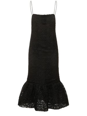 Βαμβακερή μίντι φόρεμα Interior μαύρο