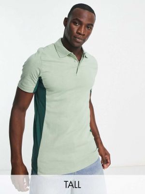 Зеленая футболка-поло в стиле колор-блок Bolongaro Trevor Tall