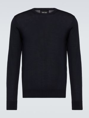 Sweter wełniany Giorgio Armani niebieski