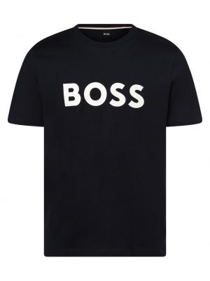 Koszulka z nadrukiem bawełniana Boss niebieska
