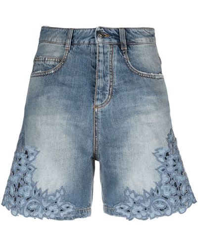 Brodert jeans-shorts Ermanno Scervino blå