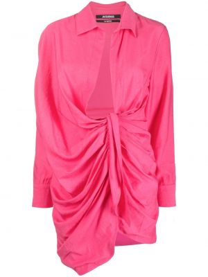Sukienka koszulowa drapowana Jacquemus różowa