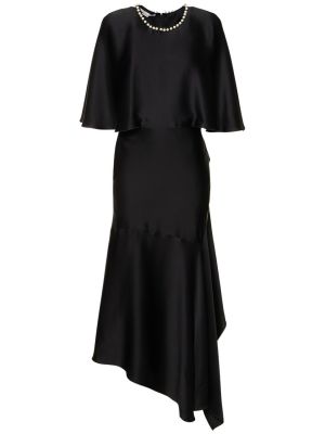 Asymetrické saténové midi šaty Stella Mccartney čierna