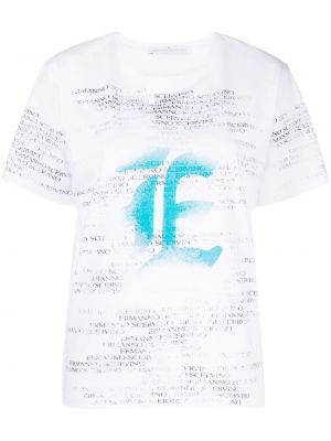 T-shirt en coton à imprimé Ermanno Scervino blanc
