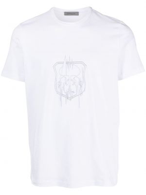 T-krekls ar apdruku ar apaļu kakla izgriezumu Corneliani balts