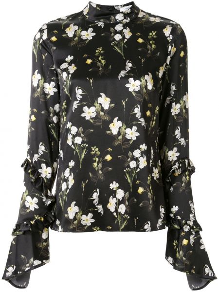 Trykt floral bluse Erdem svart