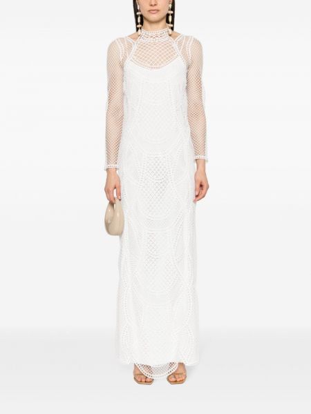 Sukienka wieczorowa koronkowa Alberta Ferretti biała