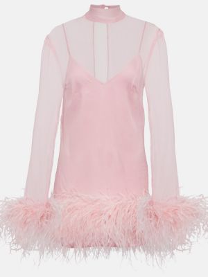 Mini vestido con plumas de plumas Taller Marmo rosa