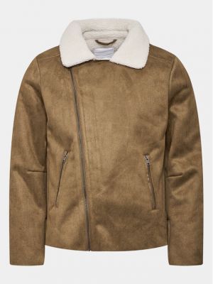 Slim fit priliehavá kožená bunda z ekologickej kože Lindbergh béžová