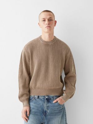 Sweter Bershka brązowy