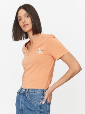 Póló Calvin Klein Jeans narancsszínű