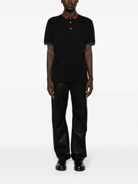 Svītrainas polo krekls Gucci melns