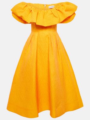 Плиссированный платье с открытыми плечами Rebecca Vallance желтый