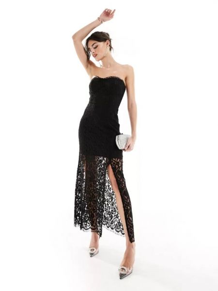 Кружевное прозрачное длинное платье Miss Selfridge черное