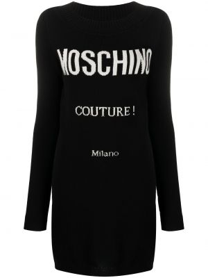 Приталене Сукня з логотипом Moschino, чорне
