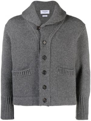 Cardigan en tricot col châle Thom Browne gris