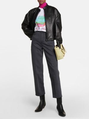 Bavlnené džínsy s rovným strihom s vysokým pásom Acne Studios čierna