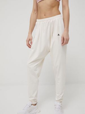 adidas Performance nadrág HF5421 bézs, női, sima