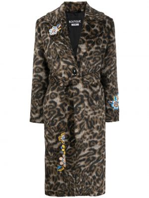 Leopard trykt floral lang pels Boutique Moschino brun