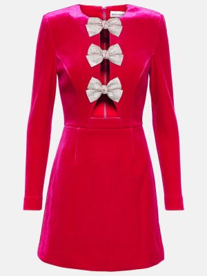 Sametové šaty s mašlí Rebecca Vallance růžové