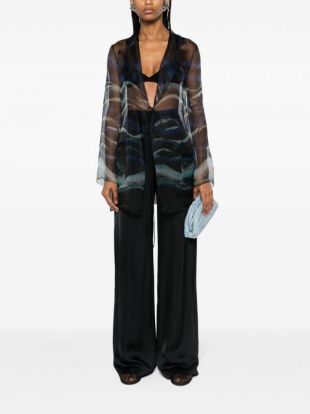Jedwabna bluzka z nadrukiem w abstrakcyjne wzory Giorgio Armani