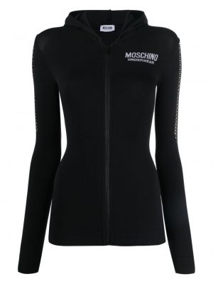 Mesh hoodie mit reißverschluss Moschino schwarz