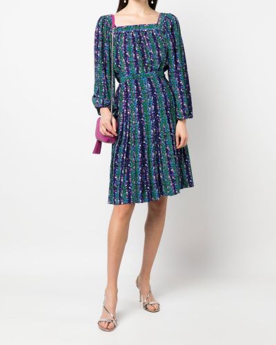 Květinové hedvábné sukně s potiskem Yves Saint Laurent Pre-owned modré