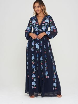 Платье с вышивкой с рюшами Frock And Frill синее