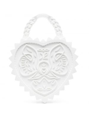 Shopper kabelka se srdcovým vzorem Dsquared2 bílá