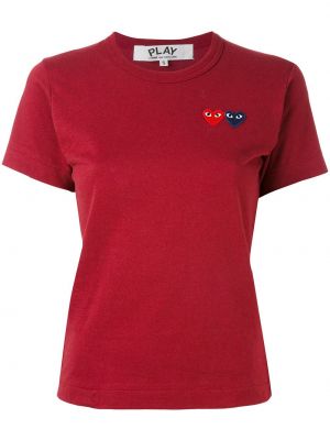 T-shirt con stampa con motivo a cuore Comme Des Garçons Play Rosso
