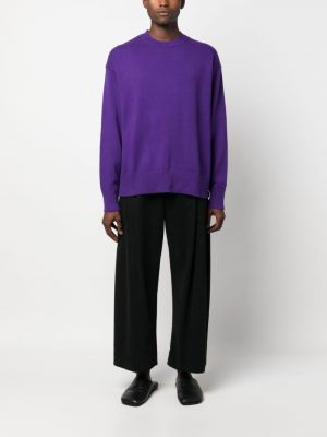 Sweter z okrągłym dekoltem Studio Nicholson fioletowy