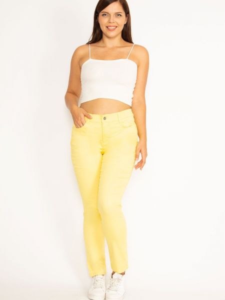 Spodnie z kieszeniami Sans żółte