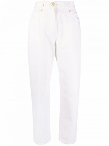 Straight leg-jeans med hög midja Balmain vit