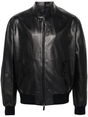 Kožna jakna s patentnim zatvaračem Giorgio Armani crna