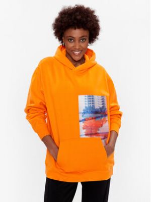 Bluză oversize Calvin Klein Jeans portocaliu