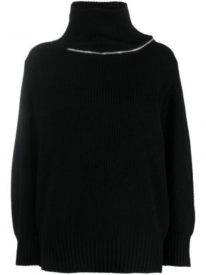 Vilnonis megztinis su užtrauktuku Sacai juoda