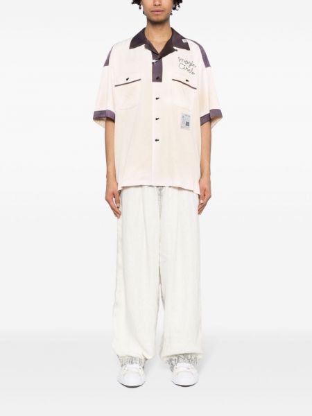 Lněné kalhoty relaxed fit Maison Mihara Yasuhiro šedé