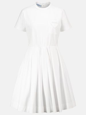 Elegantní bavlněné mini šaty Prada - bílá