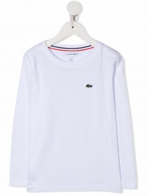 Bomull brodert t-skjorte for jenter Lacoste Kids hvit