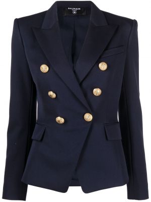 Ull lang blazer Balmain blå