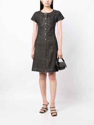 Džínové šaty s knoflíky Chanel Pre-owned černé