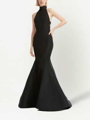 Hedvábné večerní šaty s mašlí Oscar De La Renta černé