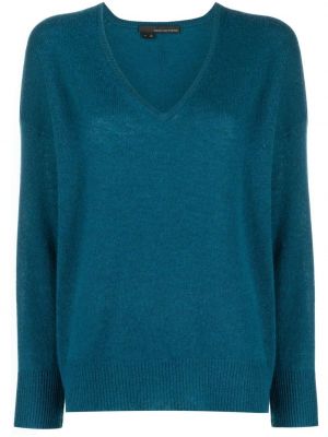 Kašmírový sveter s výstrihom do v 360cashmere modrá